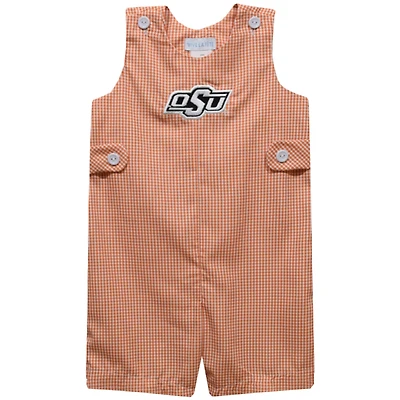 Infant Vive La Fete Orange Oklahoma State Cowboys Gingham Jon Jon Romper
