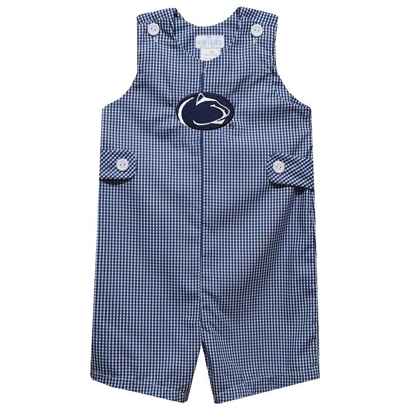Infant Vive La Fete Navy Penn State Nittany Lions Gingham Jon Jon Romper
