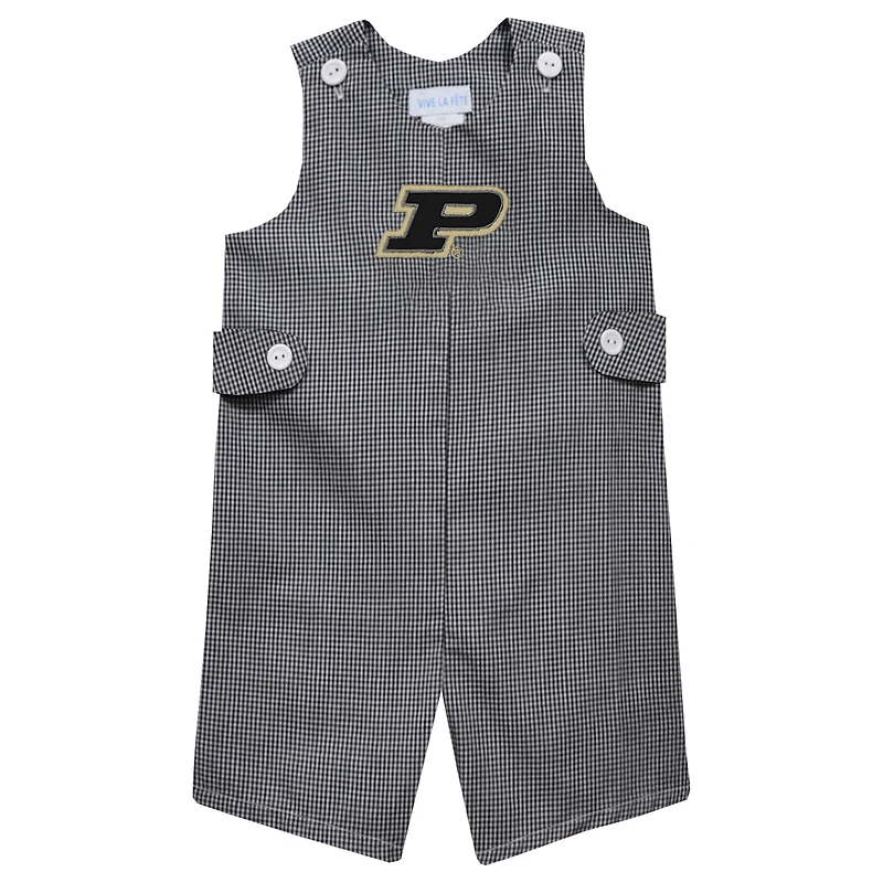 Infant Vive La Fete Black Purdue Boilermakers Gingham Jon Jon Romper
