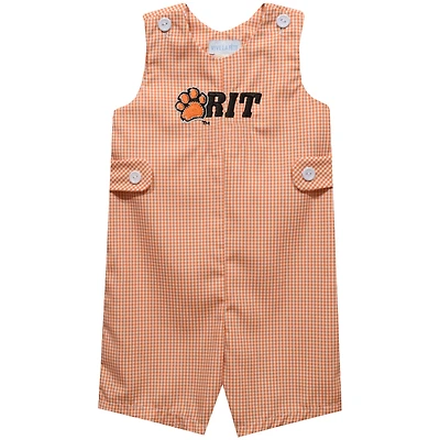 Infant Vive La Fete Orange Rochester Institute of Technology Tigers Gingham Jon Jon Romper