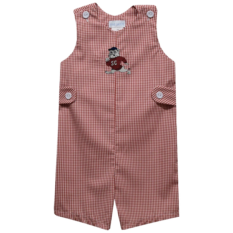 Infant Vive La Fete Garnet South Carolina State Bulldogs Gingham Jon Jon Romper