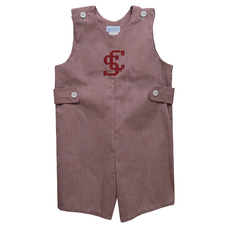 Infant Vive La Fete Maroon Santa Clara Broncos Gingham Jon Jon Romper