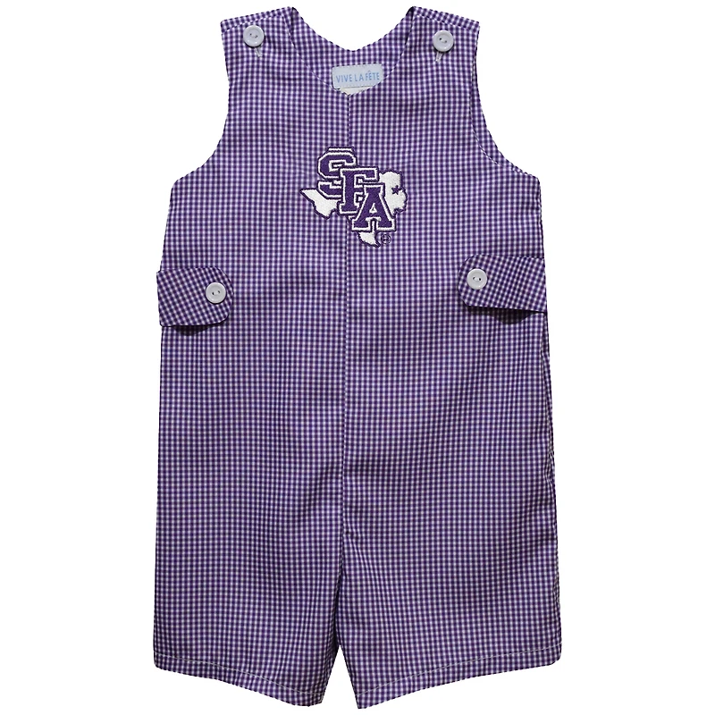 Infant Vive La Fete Purple Stephen F Austin Lumberjacks Gingham Jon Jon Romper