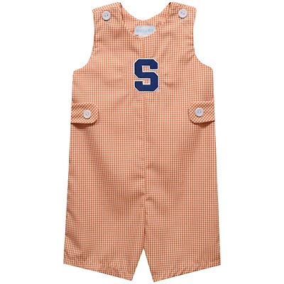 Infant Vive La Fete Orange Syracuse Orange Gingham Jon Jon Romper