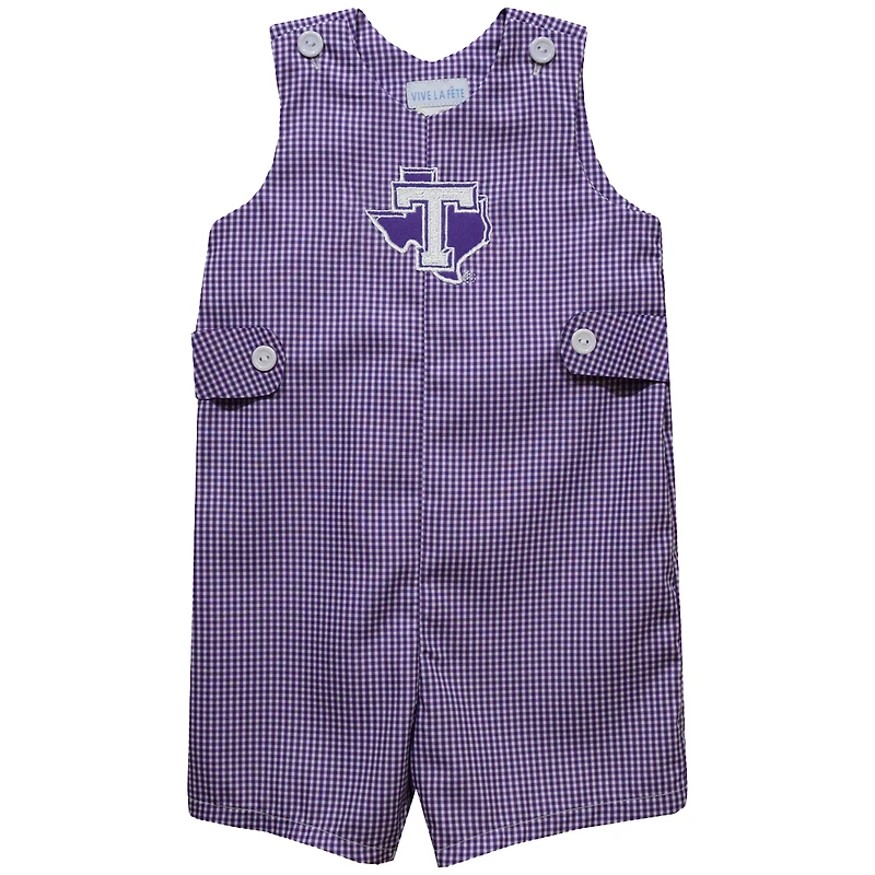 Infant Vive La Fete Purple Tarleton State Texans Gingham Jon Jon Romper