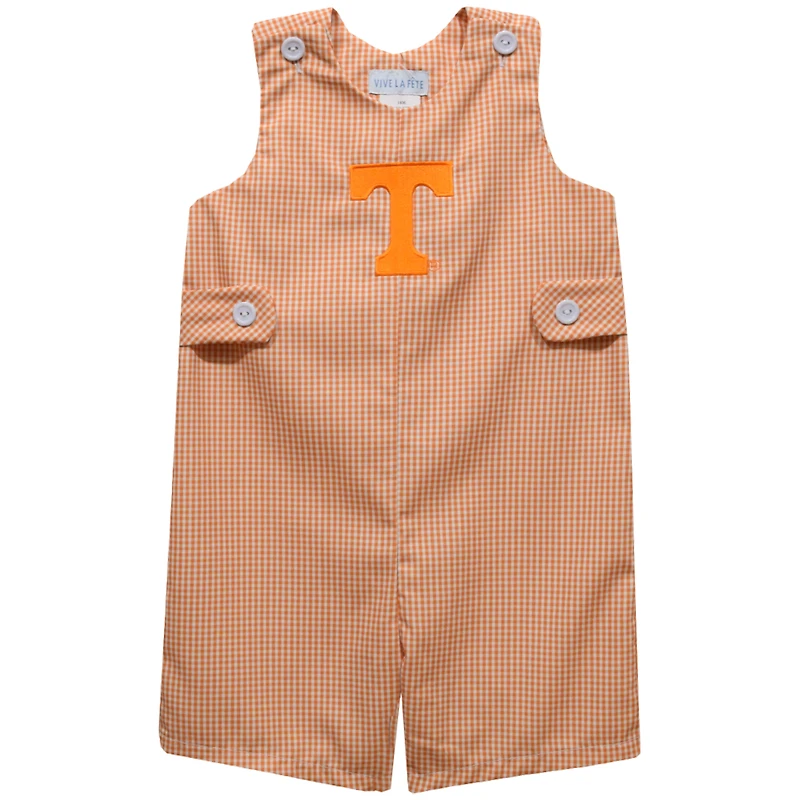 Infant Vive La Fete Tennessee Orange Tennessee Volunteers Gingham Jon Jon Romper