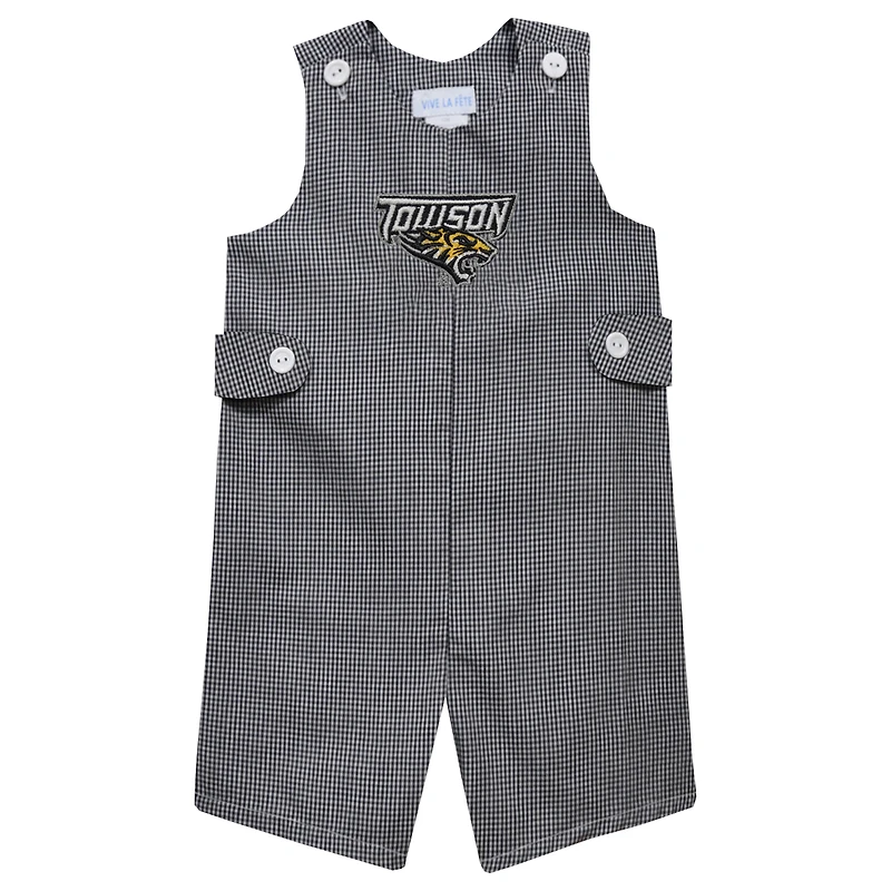 Infant Vive La Fete Black Towson Tigers Gingham Jon Jon Romper
