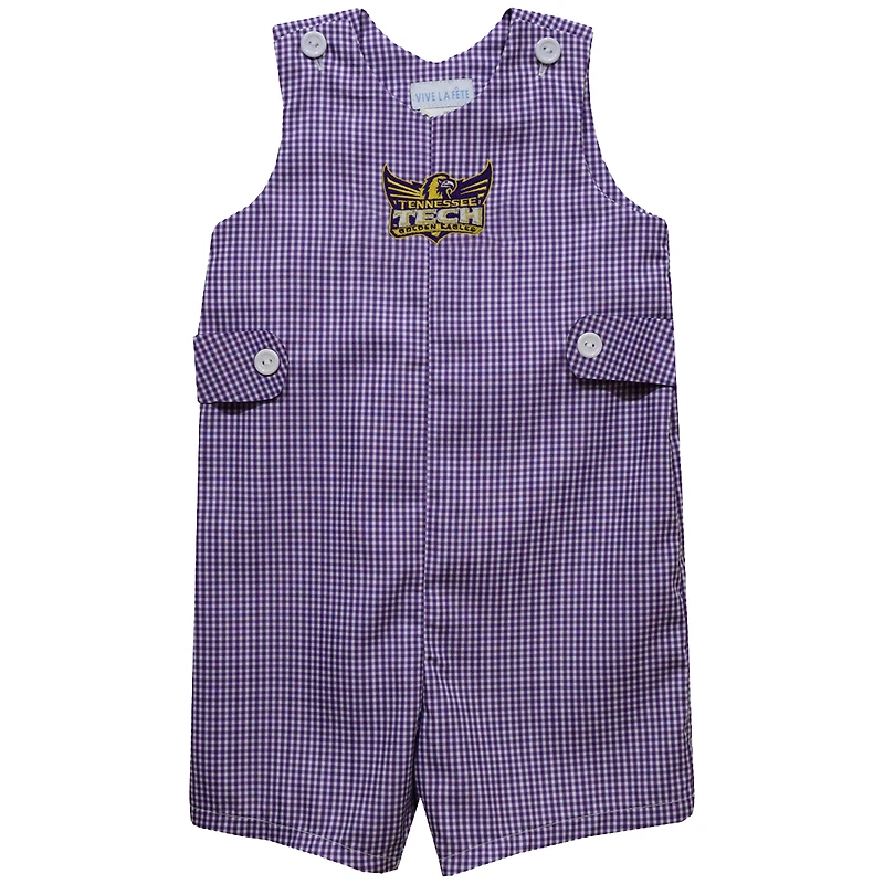 Infant Vive La Fete Purple Tennessee Tech Golden Eagles Gingham Jon Jon Romper