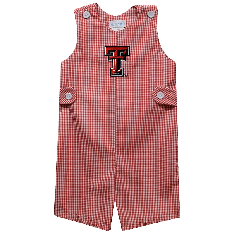 Infant Vive La Fete Red Texas Tech Red Raiders Gingham Jon Jon Romper