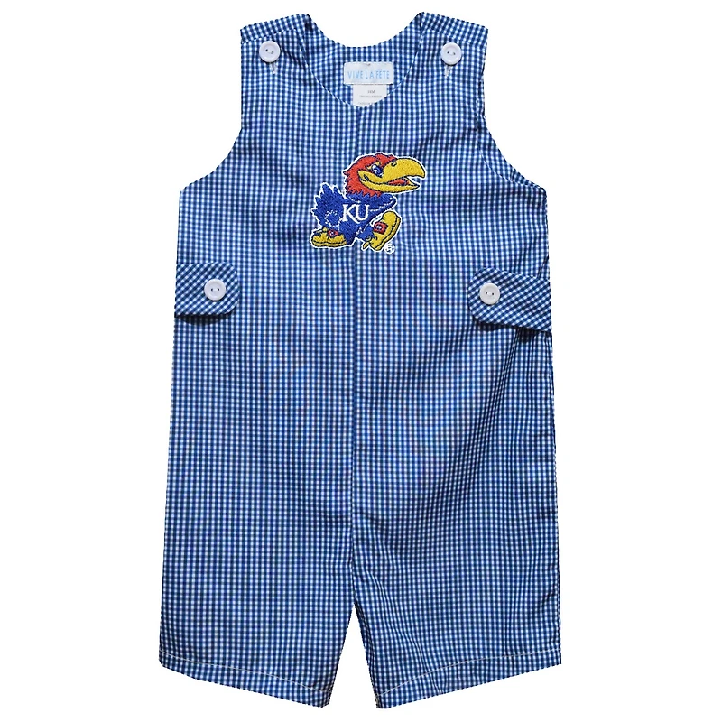 Infant Vive La Fete Royal Kansas Jayhawks Gingham Jon Jon Romper