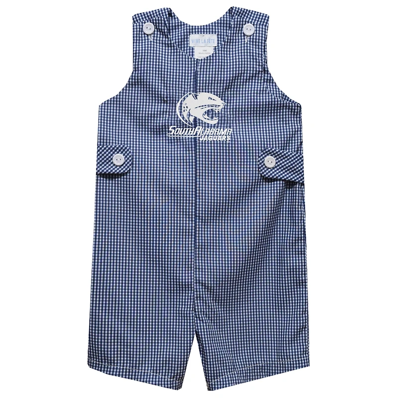 Infant Vive La Fete Blue South Alabama Jaguars Gingham Jon Jon Romper