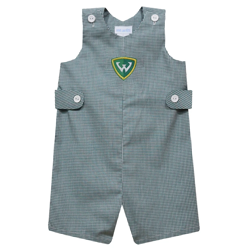 Infant Vive La Fete Green Wayne State Warriors Gingham Jon Jon Romper