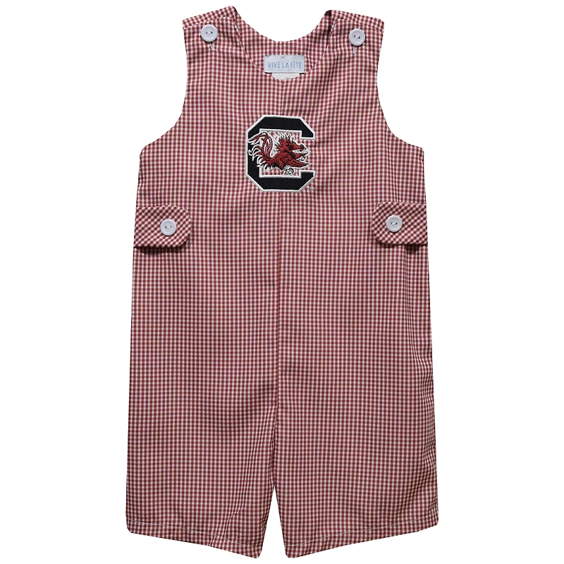 Infant Vive La Fete Garnet South Carolina Gamecocks Gingham Jon Jon Romper