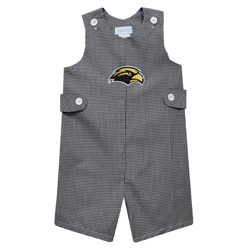 Infant Vive La Fete Black Southern Miss Golden Eagles Gingham Jon Jon Romper