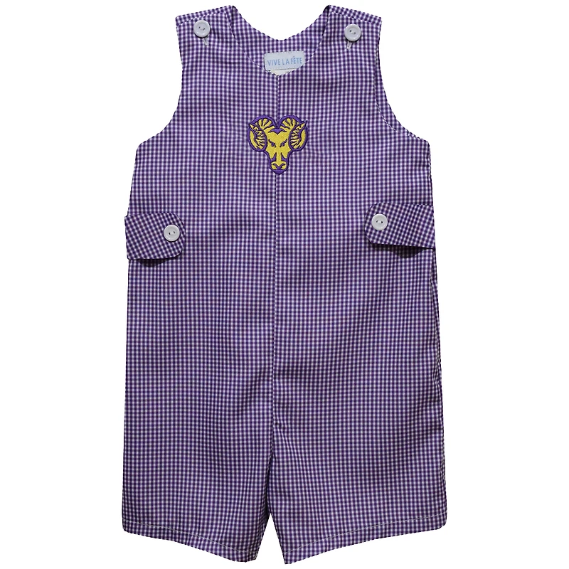 Infant Vive La Fete Purple West Chester Golden Rams Gingham Jon Jon Romper
