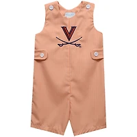 Infant Vive La Fete Orange Virginia Cavaliers Gingham Jon Jon Romper
