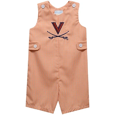 Infant Vive La Fete Orange Virginia Cavaliers Gingham Jon Jon Romper