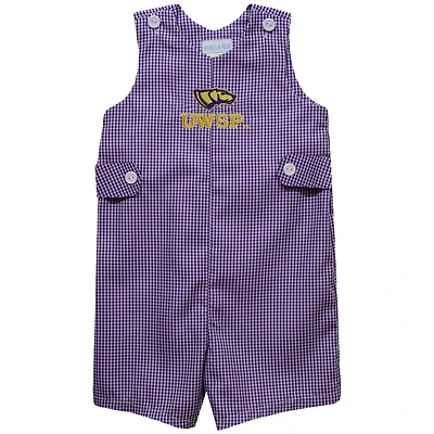 Infant Vive La Fete Purple Wisconsin-Stevens Point Pointers Gingham Jon Jon Romper