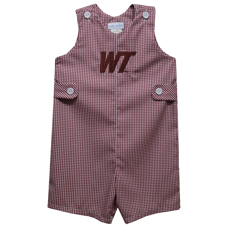 Infant Vive La Fete Maroon West Texas A&M Buffaloes Gingham Jon Jon Romper