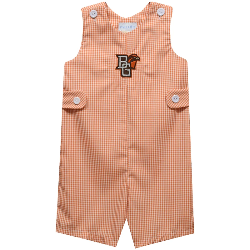 Toddler Vive La Fete Orange Bowling Green St. Falcons Gingham Jon Jon Romper