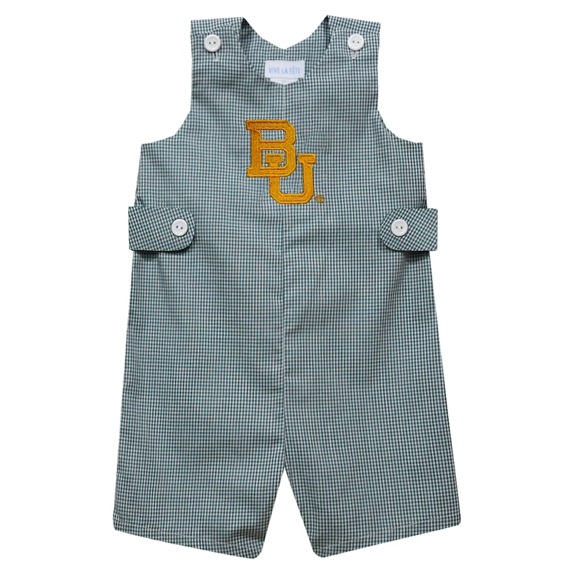 Toddler Vive La Fete Green Baylor Bears Gingham Jon Jon Romper
