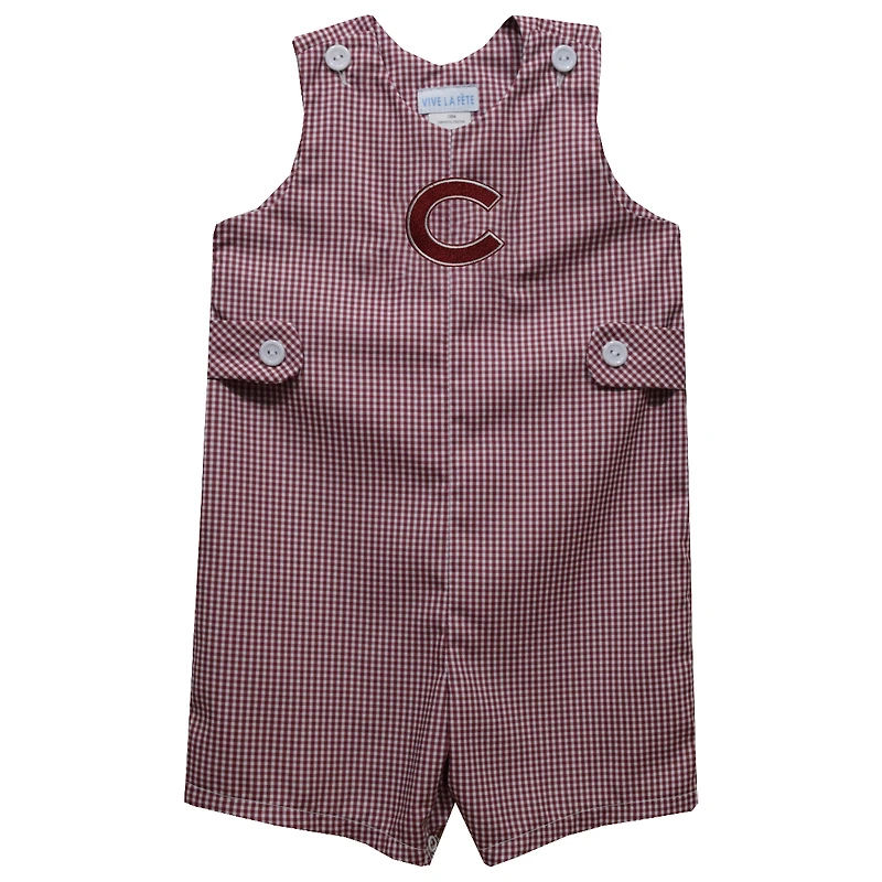 Toddler Vive La Fete Maroon Colgate Raiders Gingham Jon Jon Romper