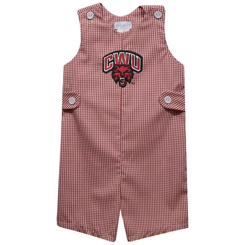 Toddler Vive La Fete Crimson Central Washington Wildcats Gingham Jon Romper