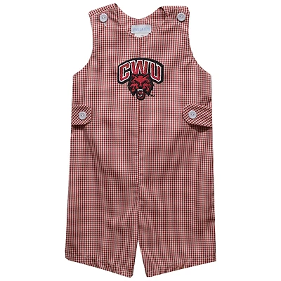Toddler Vive La Fete Crimson Central Washington Wildcats Gingham Jon Romper