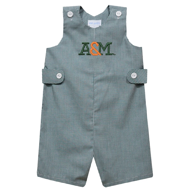 Toddler Vive La Fete Green Florida A&M Rattlers Gingham Jon Jon Romper