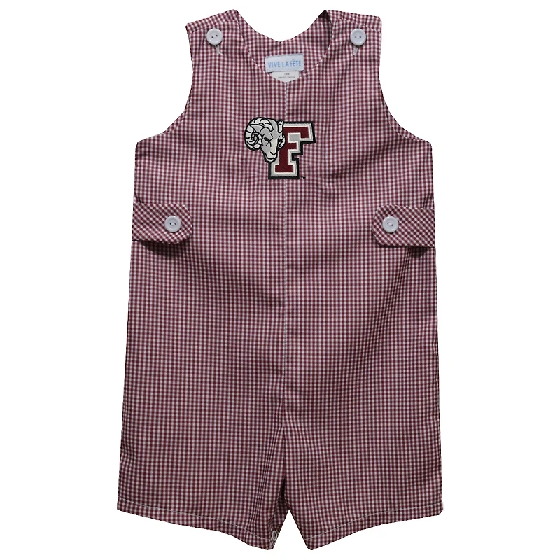 Toddler Vive La Fete Maroon Fordham Rams Gingham Jon Jon Romper