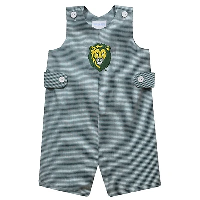 Toddler Vive La Fete Green Southeastern Louisiana Lions Gingham Jon Jon Romper