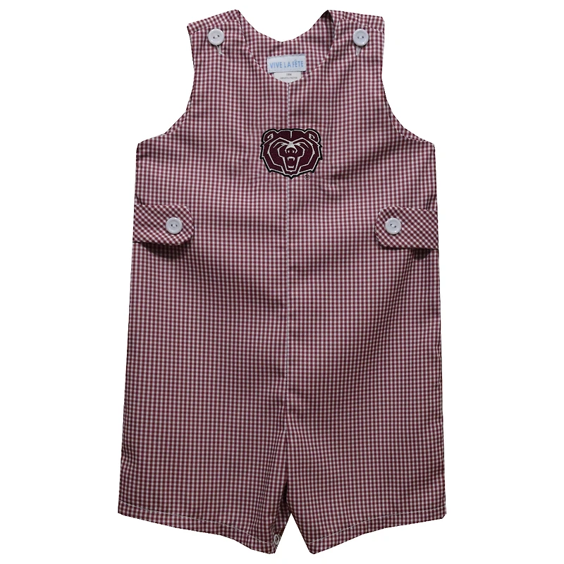 Toddler Vive La Fete Maroon Missouri State University Bears Gingham Jon Jon Romper