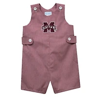 Toddler Vive La Fete Maroon Mississippi State Bulldogs Gingham Jon Jon Romper