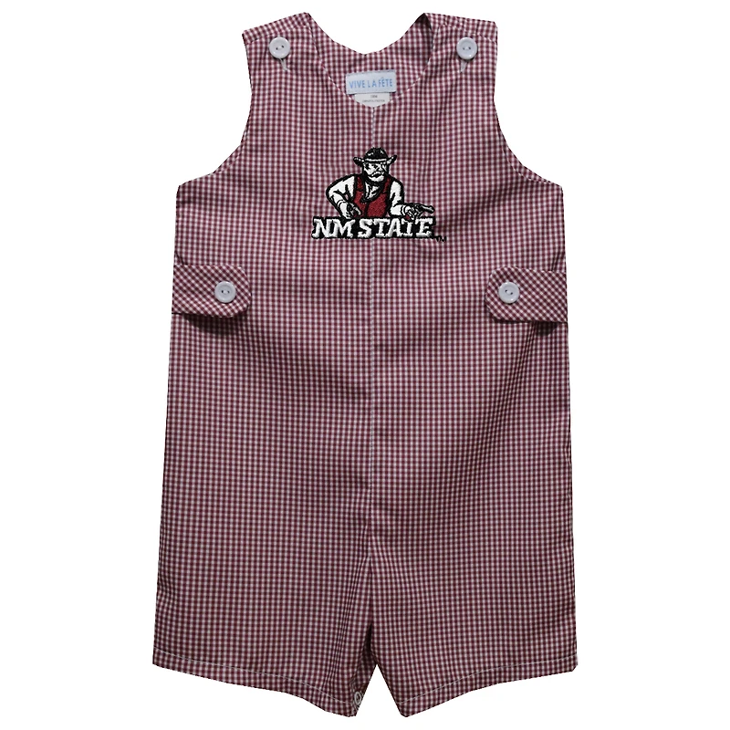 Toddler Vive La Fete Crimson New Mexico State Aggies Gingham Jon Jon Romper