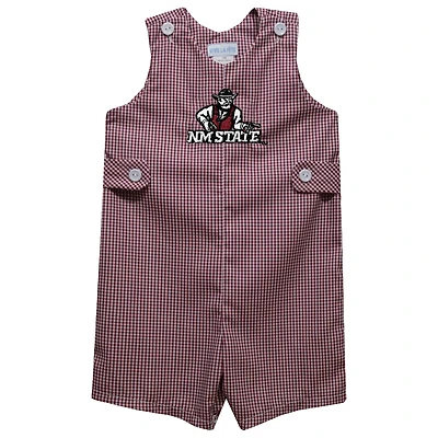Toddler Vive La Fete Crimson New Mexico State Aggies Gingham Jon Jon Romper