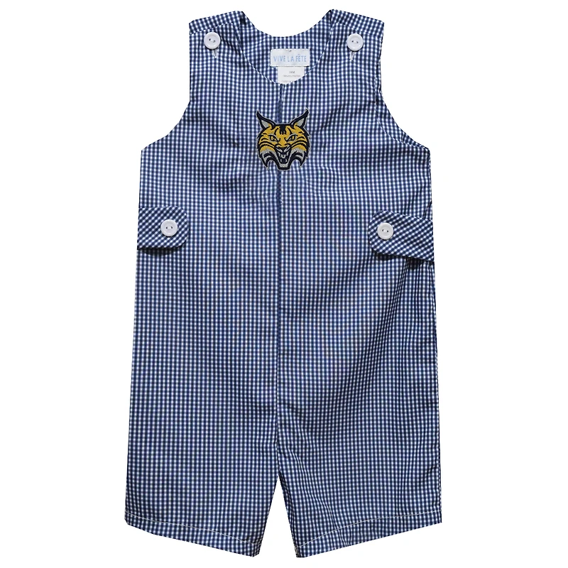 Toddler Vive La Fete Navy Quinnipiac Bobcats Gingham Jon Jon Romper