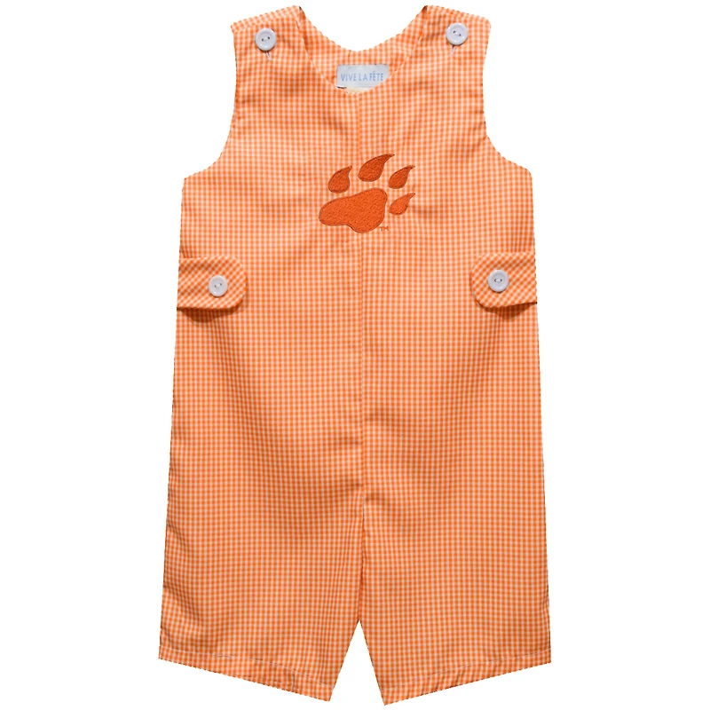 Toddler Vive La Fete Orange Sam Houston State Bearkats Gingham Jon Jon Romper