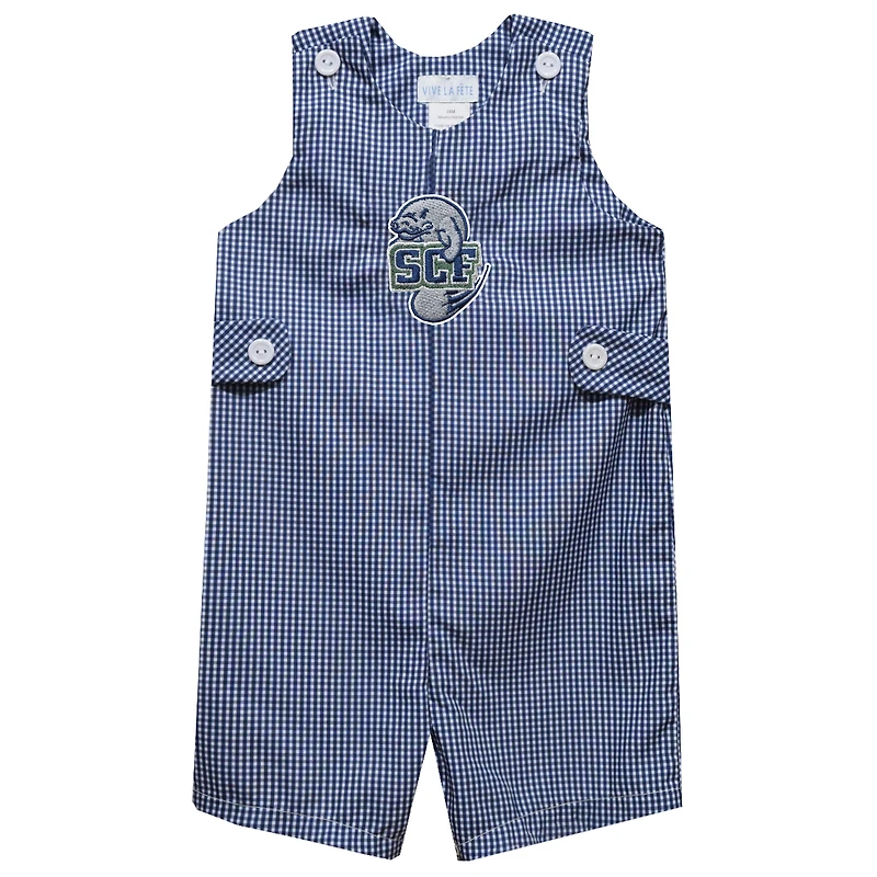 Toddler Vive La Fete Navy State College of Florida Manatee-Sarasota Gingham Jon Jon Romper
