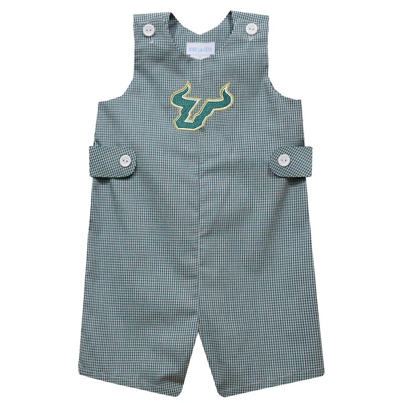 Toddler Vive La Fete Green South Florida Bulls Gingham Jon Jon Romper