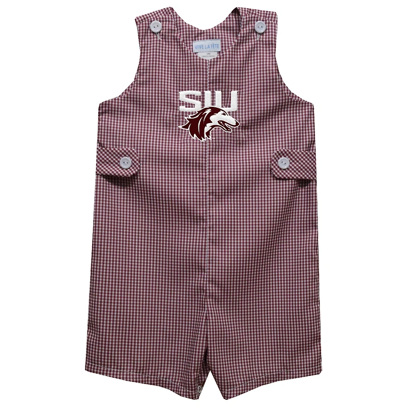 Toddler Vive La Fete Maroon Southern Illinois Salukis Gingham Jon Jon Romper