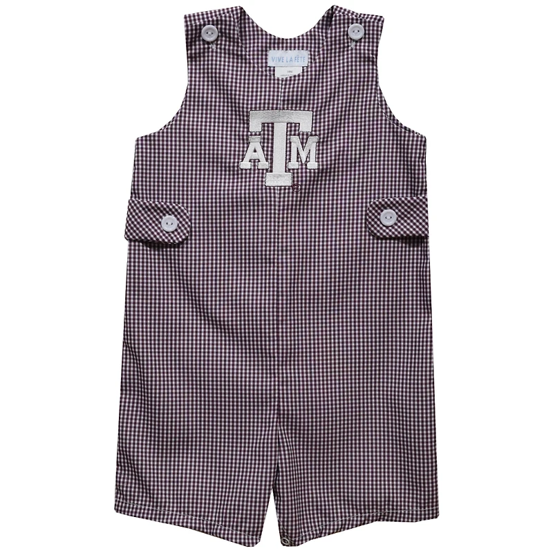 Toddler Vive La Fete Maroon Texas A&M Aggies Gingham Jon Jon Romper
