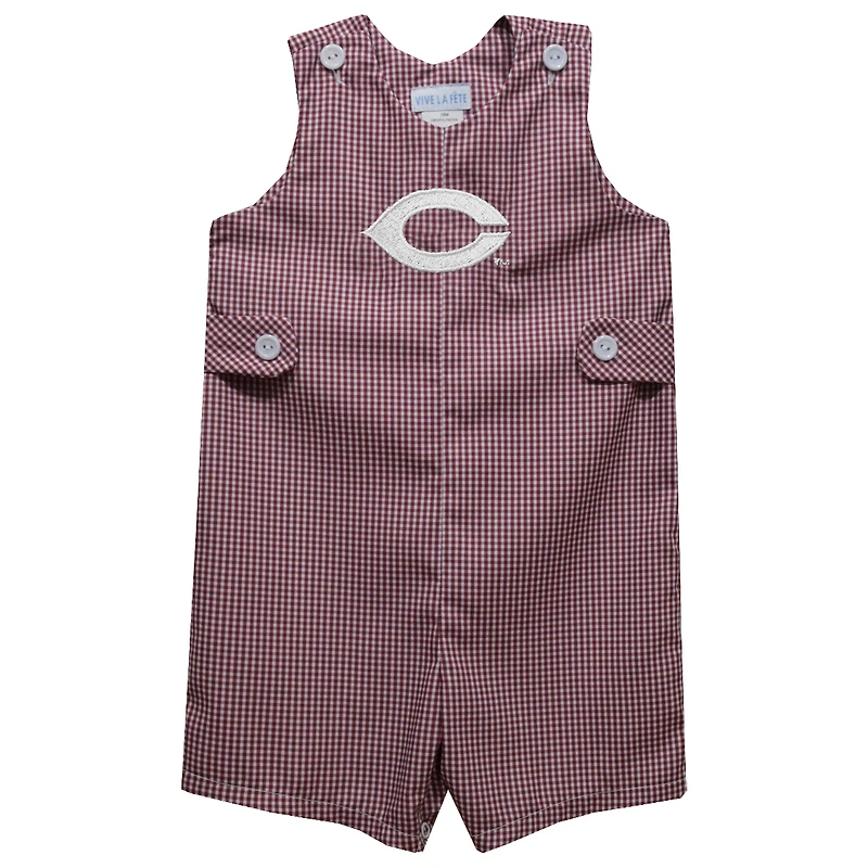 Toddler Vive La Fete Maroon UChicago Maroons Gingham Jon Jon Romper