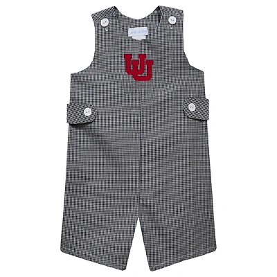 Toddler Vive La Fete Black Utah Utes Gingham Jon Jon Romper