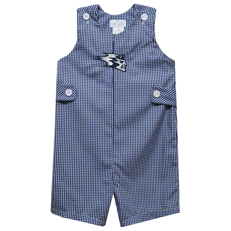 Toddler Vive La Fete Blue Wisconsin Stout Blue Devils Gingham Jon Jon Romper