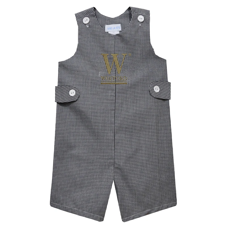 Toddler Vive La Fete Black Wofford Terriers Gingham Jon Jon Romper