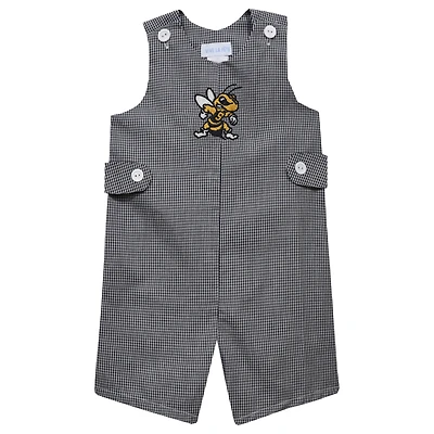 Toddler Vive La Fete Black West Virginia State Yellow Jackets Gingham Jon Jon Romper