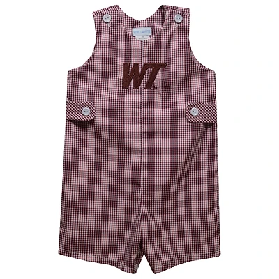 Toddler Vive La Fete Maroon West Texas A&M Buffaloes Gingham Jon Jon Romper