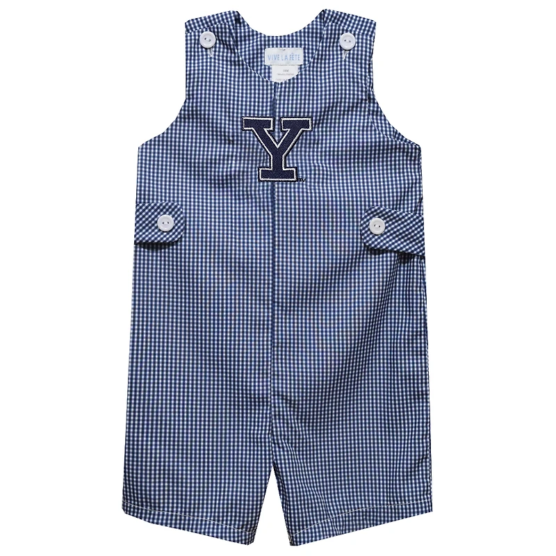 Toddler Vive La Fete Navy Yale Bulldogs Gingham Jon Jon Romper