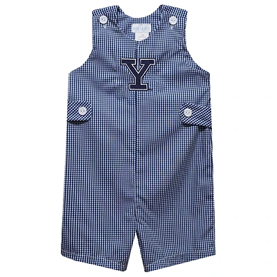 Toddler Vive La Fete Navy Yale Bulldogs Gingham Jon Jon Romper
