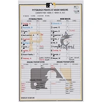 Pittsburgh Pirates Game-Used Lineup Card vs. Miami Marlins on March 30, 2025